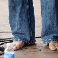 Mike Ball, of Dr. Mike and the Sea Monkeys performs barefoot during the AnnArbor.com Summer Concert Series on Friday afternoon. Melanie Maxwell I AnnArbor.com